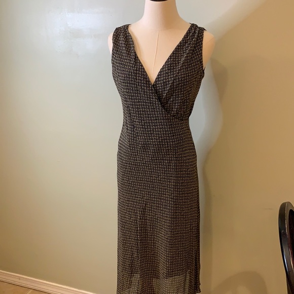 Nine West Dresses & Skirts - Nine West Barack & Tan 90s Silk Tank midi Length Dress